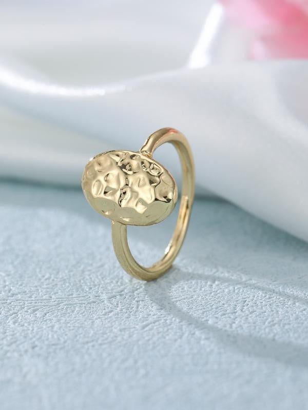 Simple Oval Hammered Metal Ring