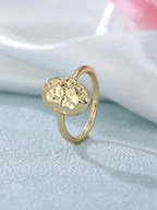 Simple Oval Hammered Metal Ring