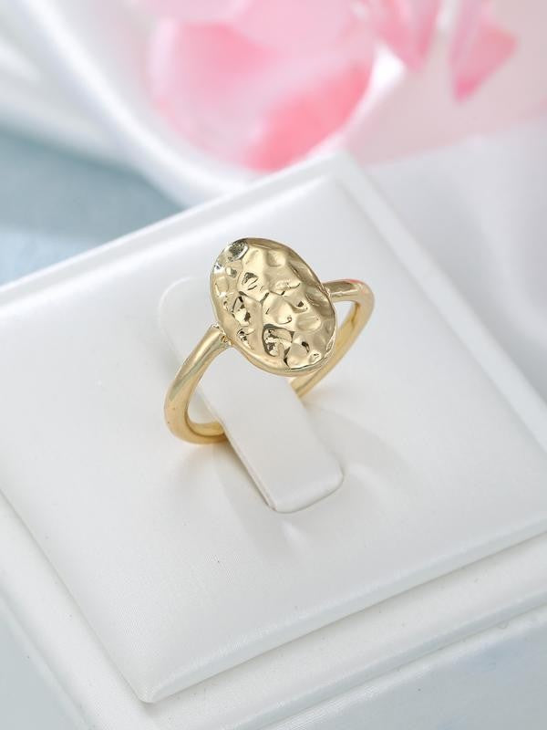 Simple Oval Hammered Metal Ring