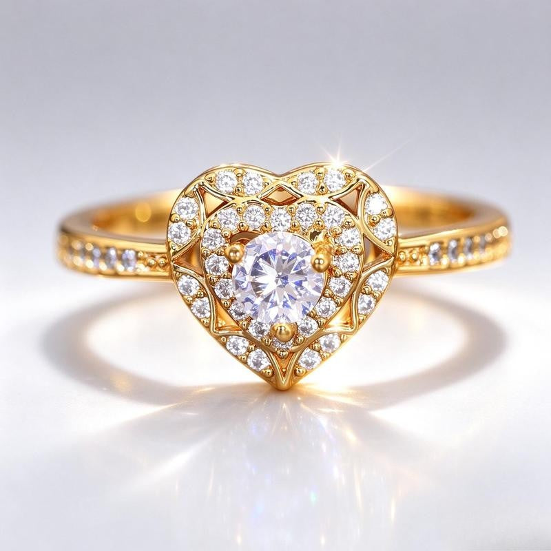 Heart Halo Pavé Stone Ring