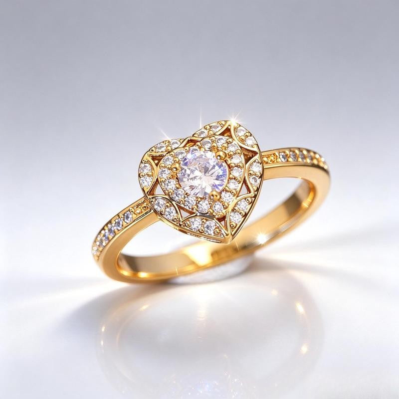 Heart Halo Pavé Stone Ring
