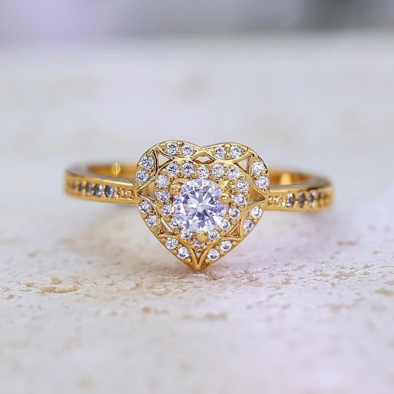 Heart Halo Pavé Stone Ring