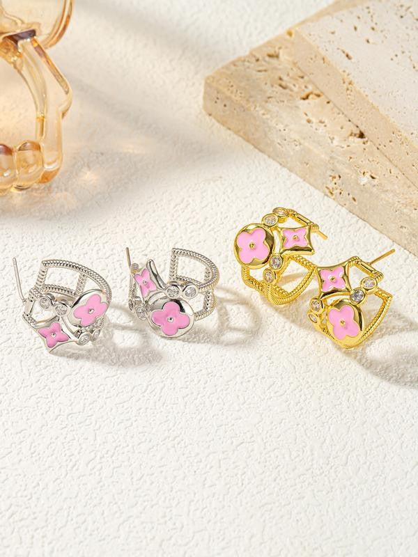 Floral Copper Chain Drop Earrings