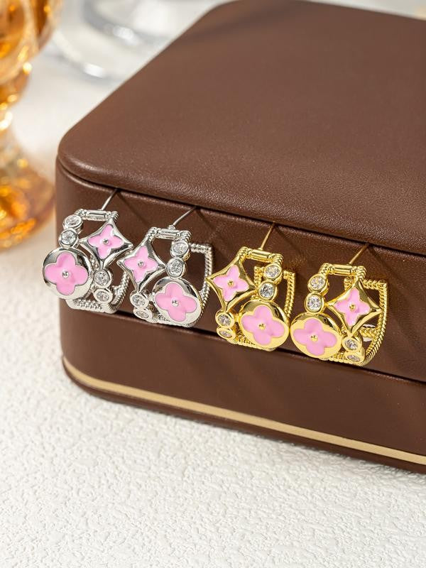 Floral Copper Chain Drop Earrings