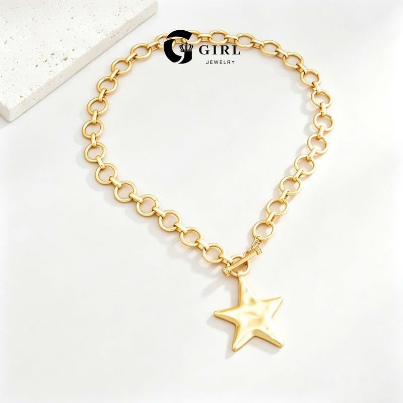 18k Star Pendant Chain Necklace