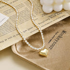 14k CZ Chain Heart Pendant Necklace