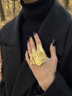 Irregular Matte Gold Sculptural Ring