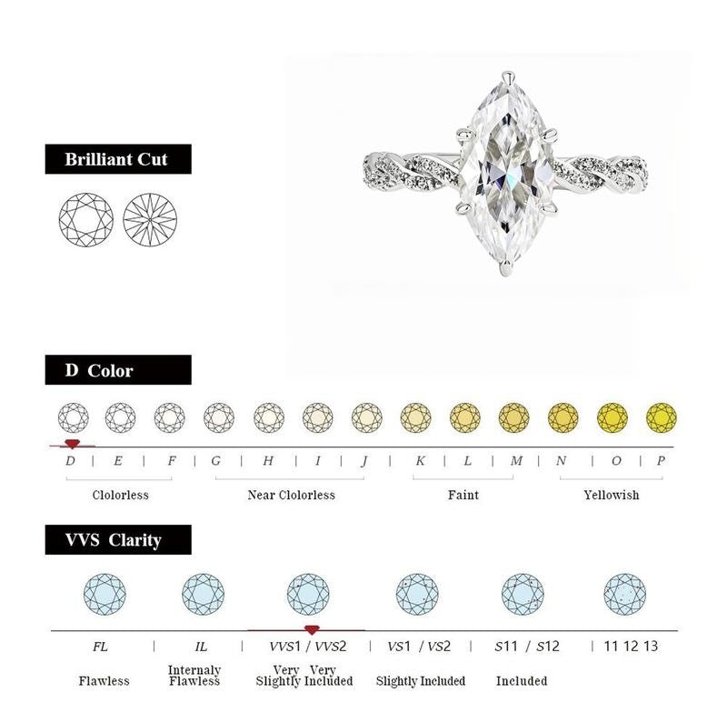Marquise Cut Twisted CZ Ring Set