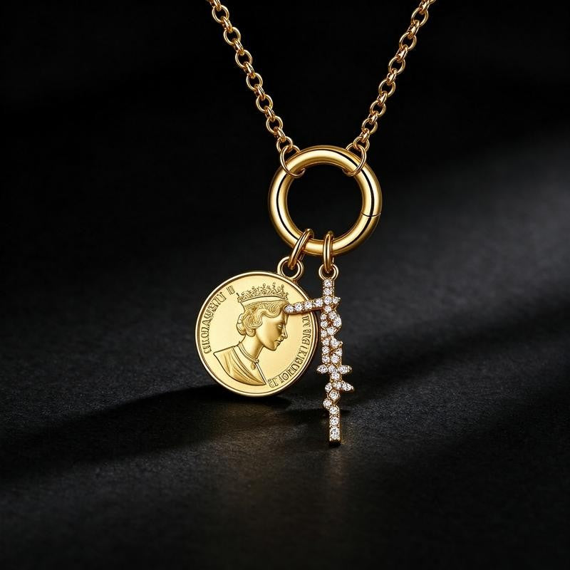 Gold Coin Charm Necklace