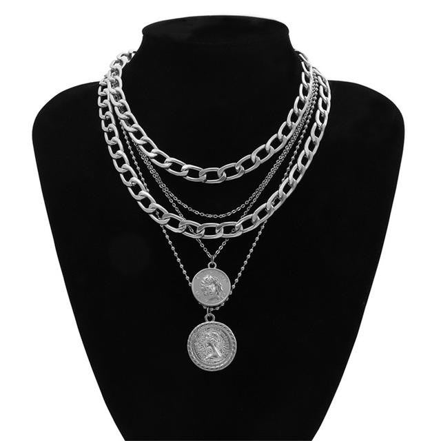 Vintage Coin Layered Necklace Set
