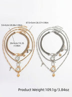 Vintage Layered Clock Heart Necklace Set