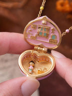 18k Pink Heart Locket Necklace