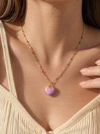 18k Pink Heart Locket Necklace
