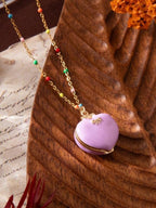 18k Pink Heart Locket Necklace