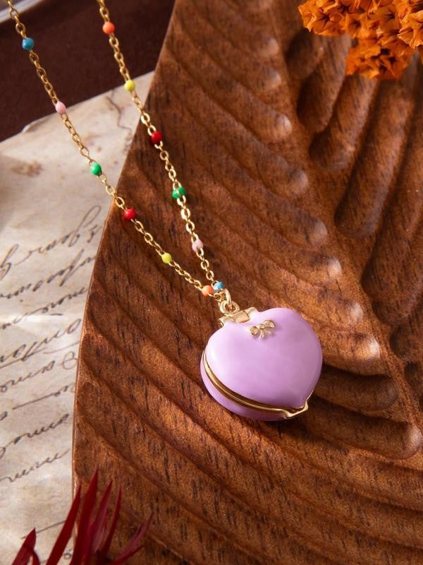 18k Pink Heart Locket Necklace