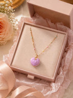 18k Pink Heart Locket Necklace