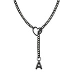 Black Heart Slip Chain Initial Necklace