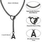 Black Heart Slip Chain Initial Necklace