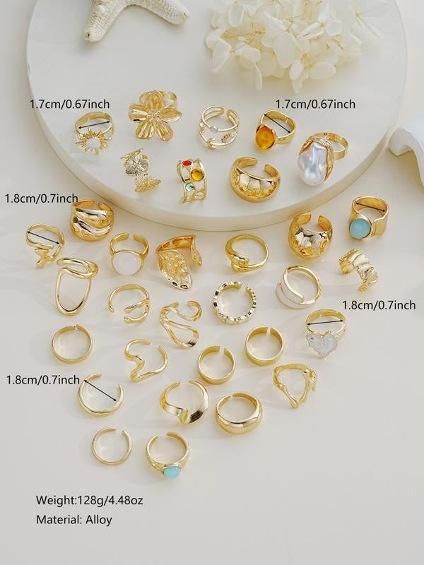 29-Piece Floral Stackable Ring Set