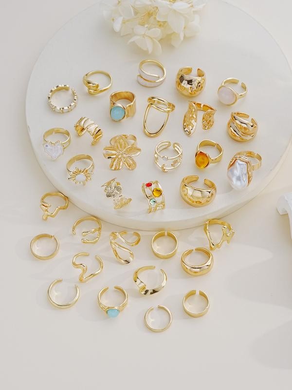 29-Piece Floral Stackable Ring Set