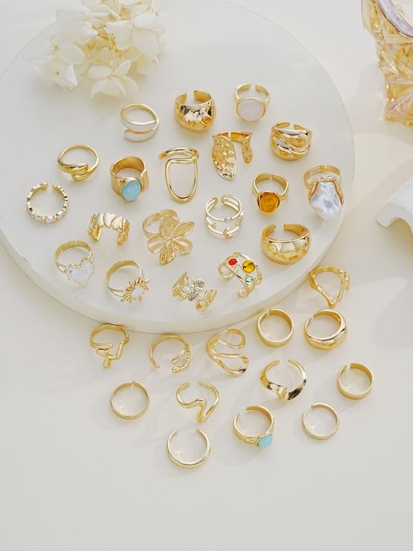 29-Piece Floral Stackable Ring Set