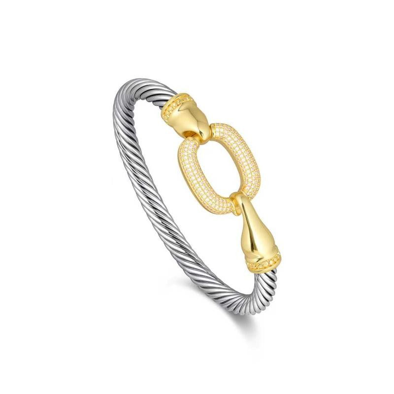 Twisted Cable Oval Link Cuff Bracelet