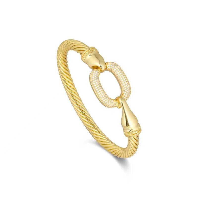 Twisted Cable Oval Link Cuff Bracelet
