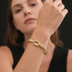 Twisted Cable Oval Link Cuff Bracelet