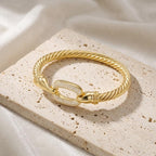Twisted Cable Oval Link Cuff Bracelet