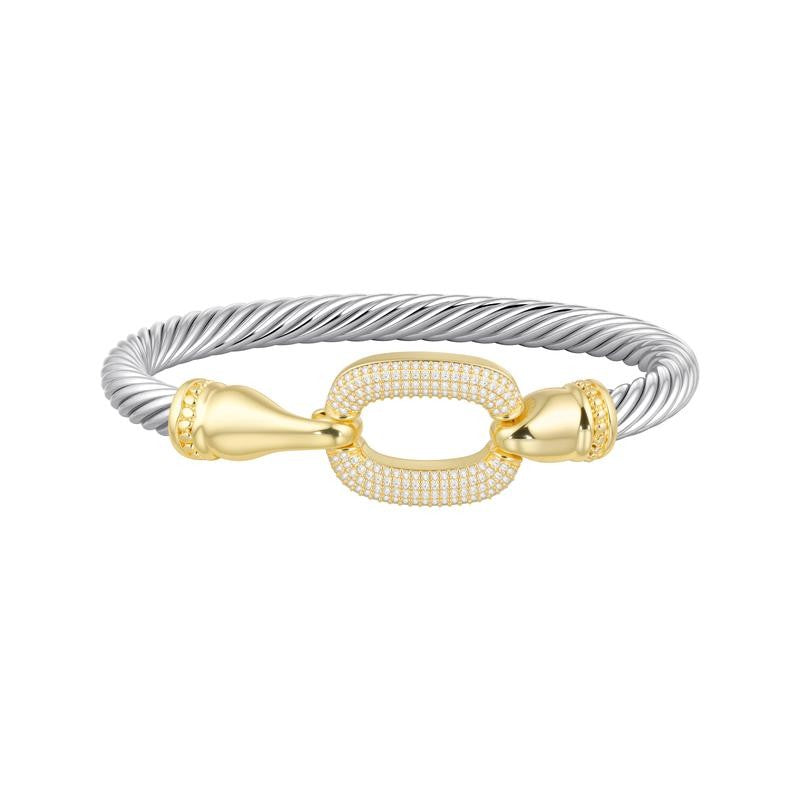 Twisted Cable Oval Link Cuff Bracelet