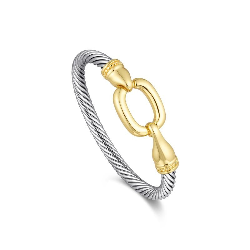 Twisted Cable Oval Link Cuff Bracelet