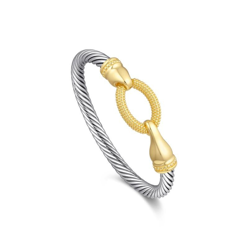 Twisted Cable Oval Link Cuff Bracelet