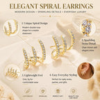 Spiral Zircon Ear Climber Earrings