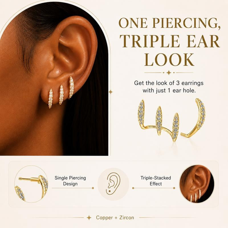 Spiral Zircon Ear Climber Earrings