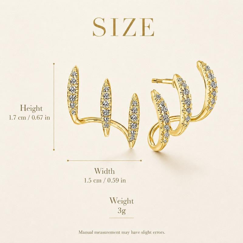 Spiral Zircon Ear Climber Earrings