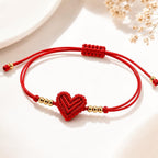 Adjustable Red Woven Heart Bracelet
