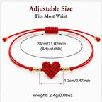 Adjustable Red Woven Heart Bracelet