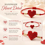 Adjustable Red Woven Heart Bracelet