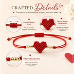 Adjustable Red Woven Heart Bracelet