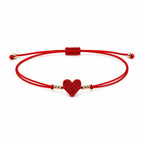 Adjustable Red Woven Heart Bracelet