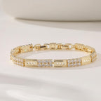 14k Rectangle Crystal Link Bracelet