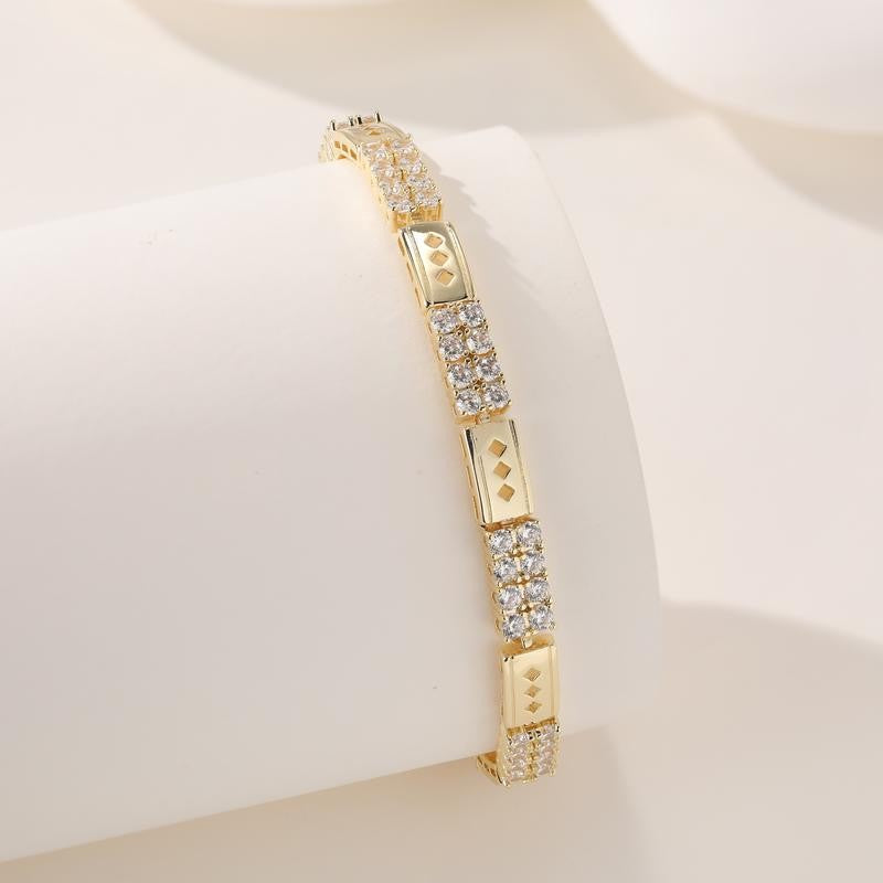 14k Rectangle Crystal Link Bracelet