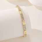 14k Rectangle Crystal Link Bracelet