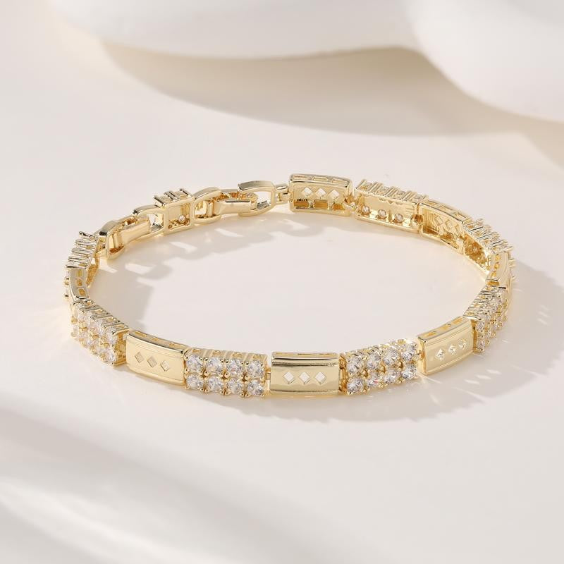 14k Rectangle Crystal Link Bracelet