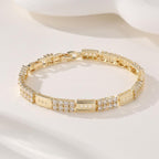 14k Rectangle Crystal Link Bracelet