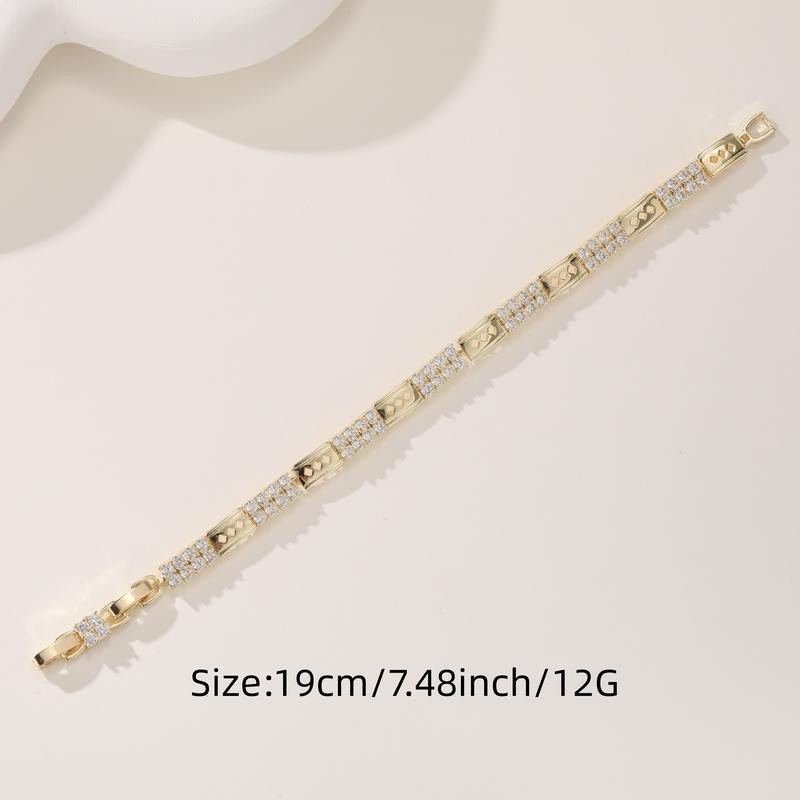 14k Rectangle Crystal Link Bracelet