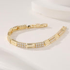14k Rectangle Crystal Link Bracelet