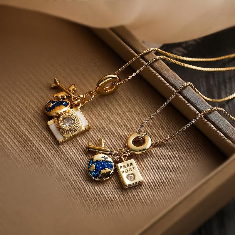 Vintage Travel Charm Necklace