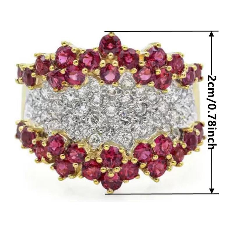 Wide Ruby Zirconia Cluster Ring