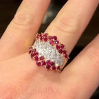 Wide Ruby Zirconia Cluster Ring